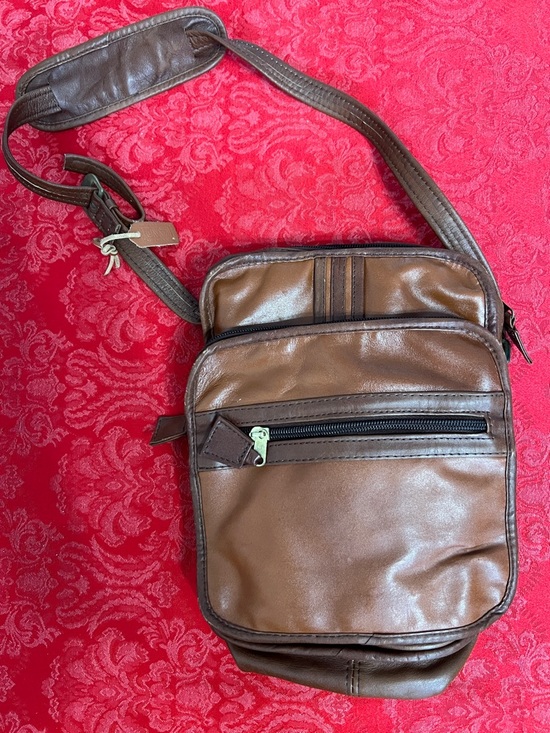Land Other - Vintage Land Brown Leather Crossbody Shoulder Bag Multi Pocket Travel Organizer